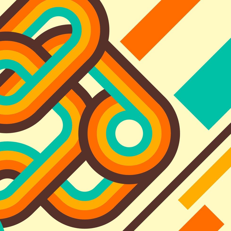 Abstract retro background, digital lines and circles, design70s, vector. vector
