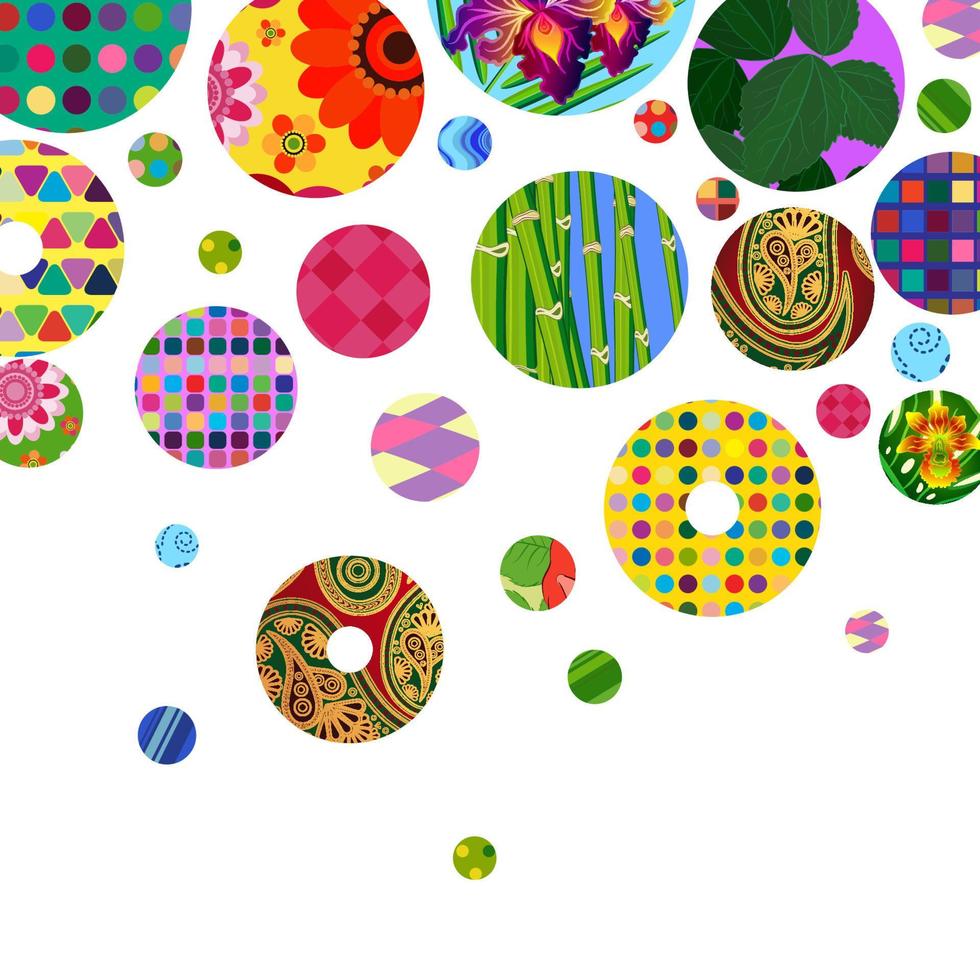 Multicolor abstract bright background with ornamental circles. Elements for design. Eps10. vector