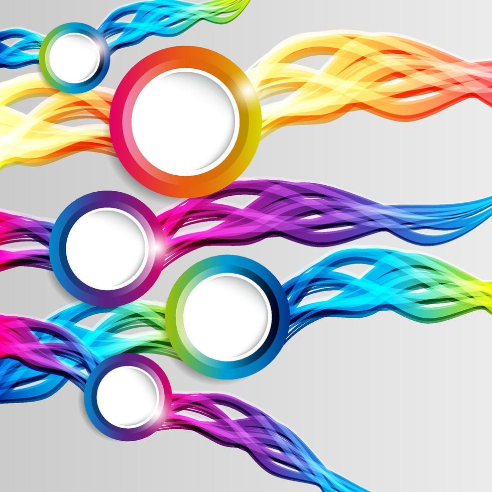 Abstract colorful hoop circle frames with wings  on a light background. vector