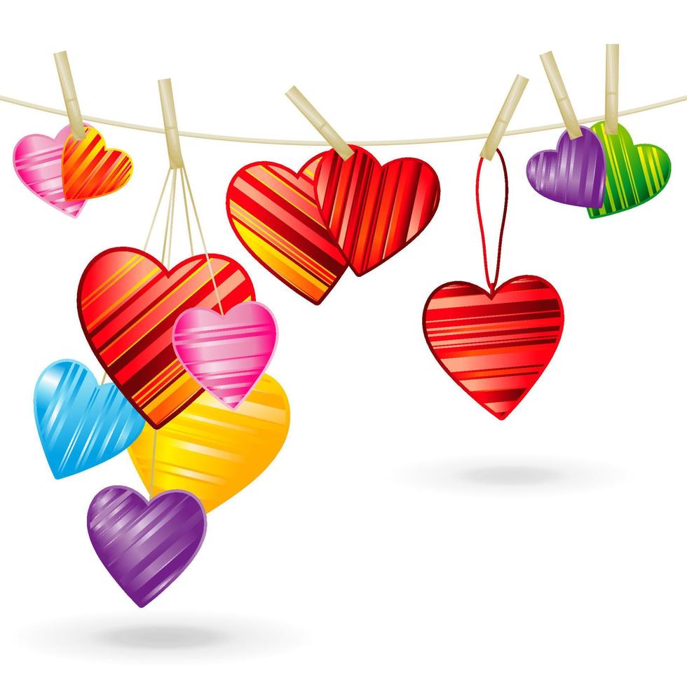 vector de fondo del día de san valentín con corazones de patrón de rayas, ilustración de diseño.