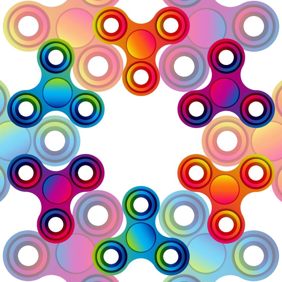Fidget hand finger spinner stress relieving, colorful toy for removing anxiety and increasing concentration. vector