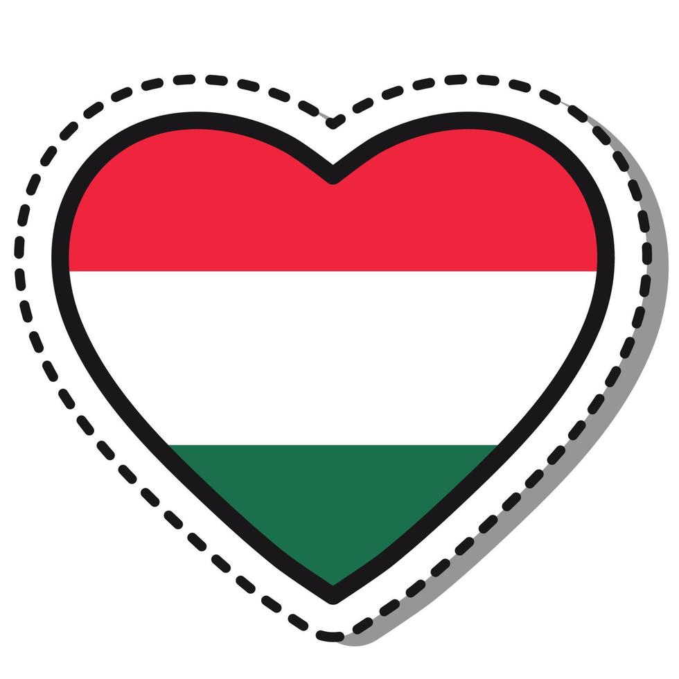Flag heart sticker on white background. Vintage vector love badge. Template design element. National day. Travel sign.