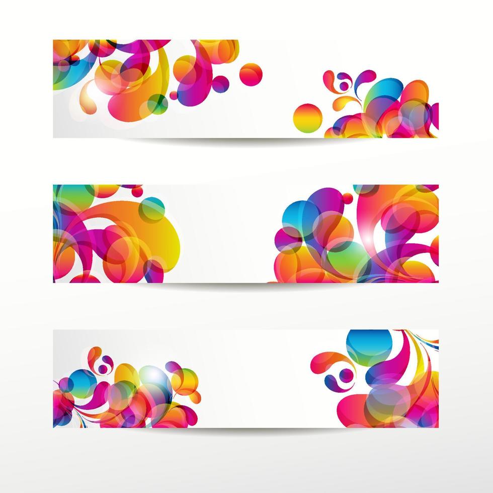 banners web abstractos con gota de arco de colores para su diseño www vector