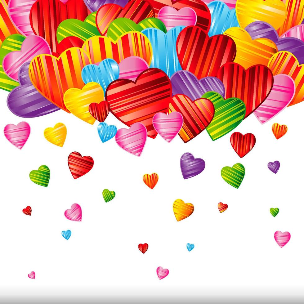 vector de fondo del día de san valentín con corazones de patrón de rayas, ilustración de diseño.