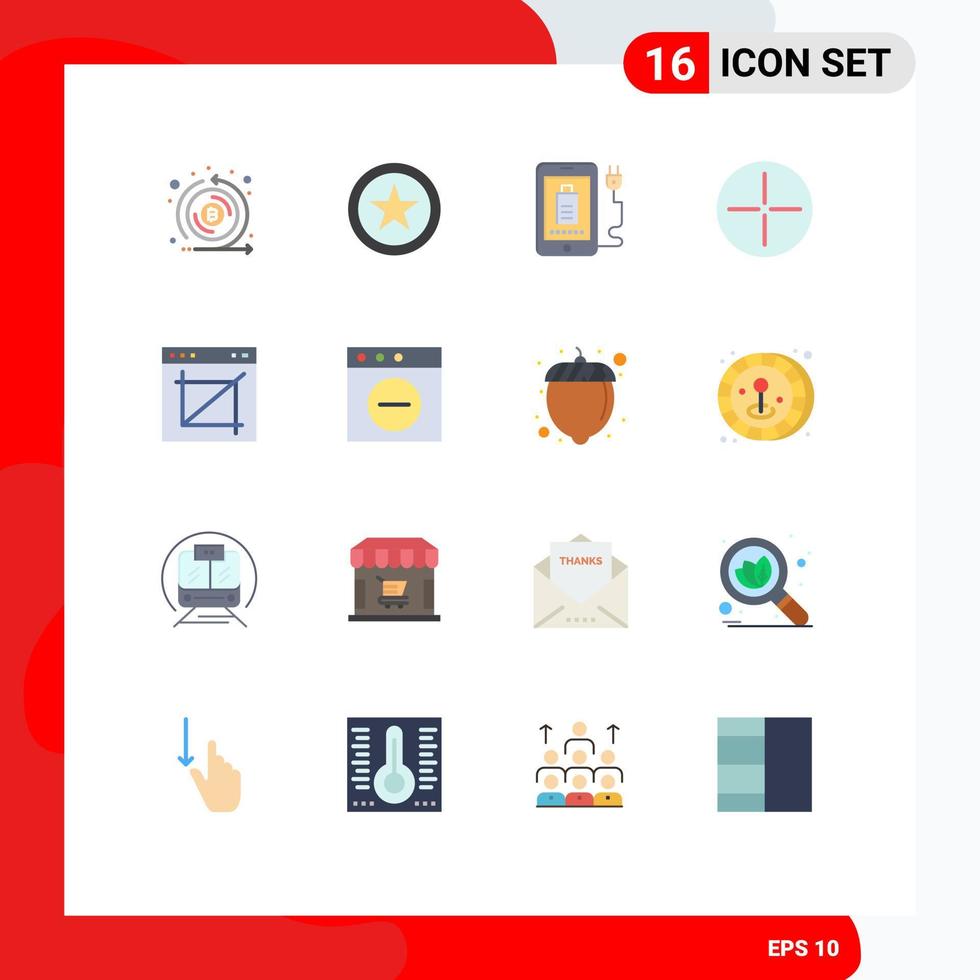 Flat Color Pack of 16 Universal Symbols of website image crop full crop symbols Editable Pack of Creative Vector Design Elements