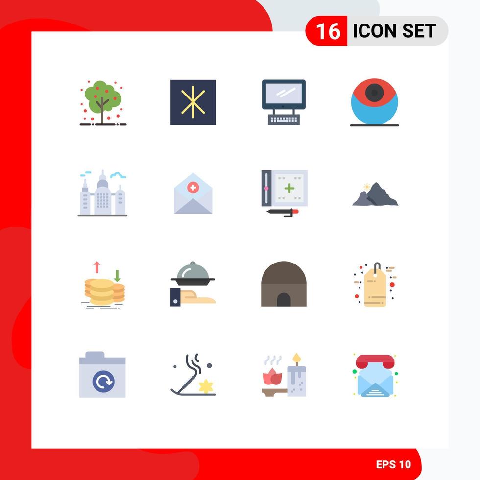 Universal Icon Symbols Group of 16 Modern Flat Colors of canada building monitor star wars death Editable Pack of Creative Vector Design Elements