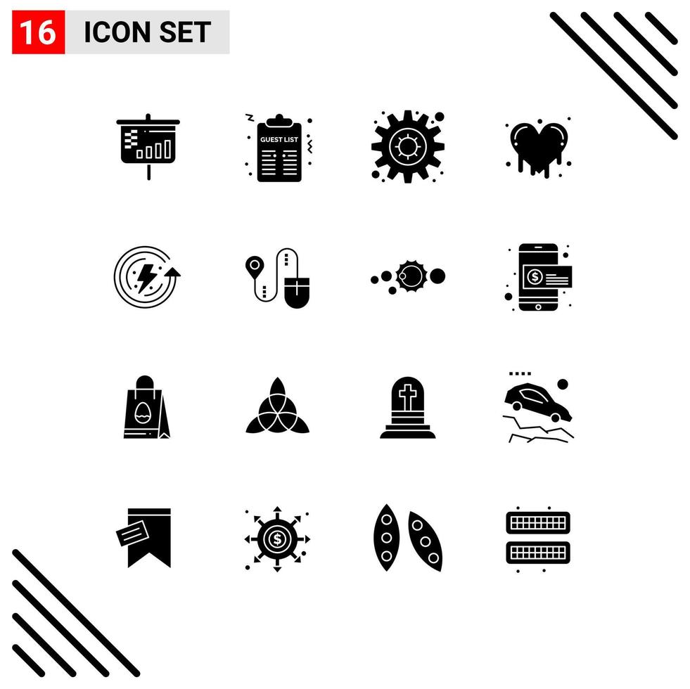 paquete de iconos vectoriales de stock de 16 signos y símbolos de línea para la motivación energética del ratón emociones ecológicas elementos de diseño vectorial editables vector