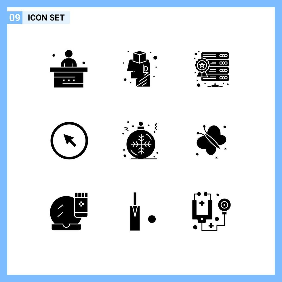 9 Thematic Vector Solid Glyphs and Editable Symbols of pointer mouse idea cursor web hosting Editable Vector Design Elements