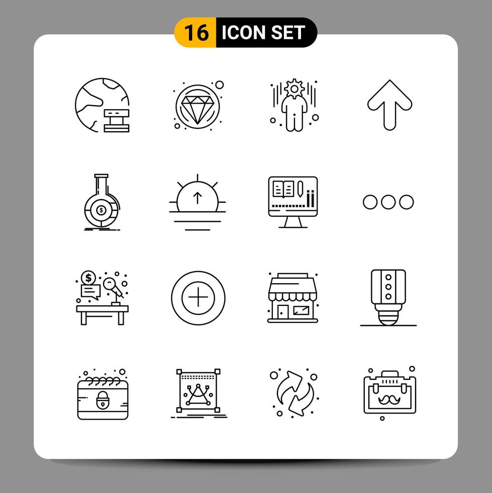 16 Black Icon Pack Outline Symbols Signs for Responsive designs on white background 16 Icons Set vector