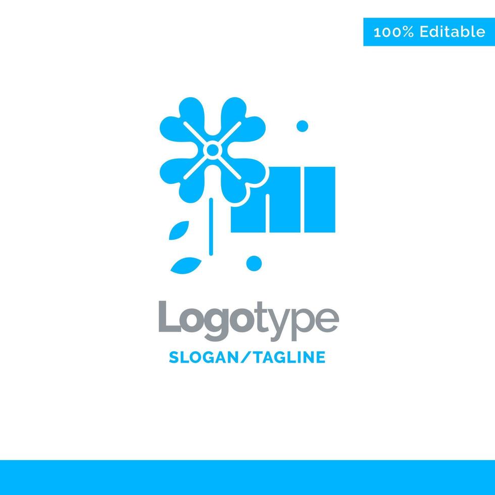 flor de anémona flor de primavera plantilla de logotipo sólido azul lugar para el eslogan vector