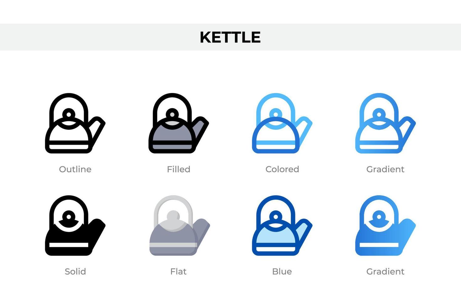 Kettle icons in different style. Kettle icons set. Holiday symbol. Different style icons set. Vector illustration