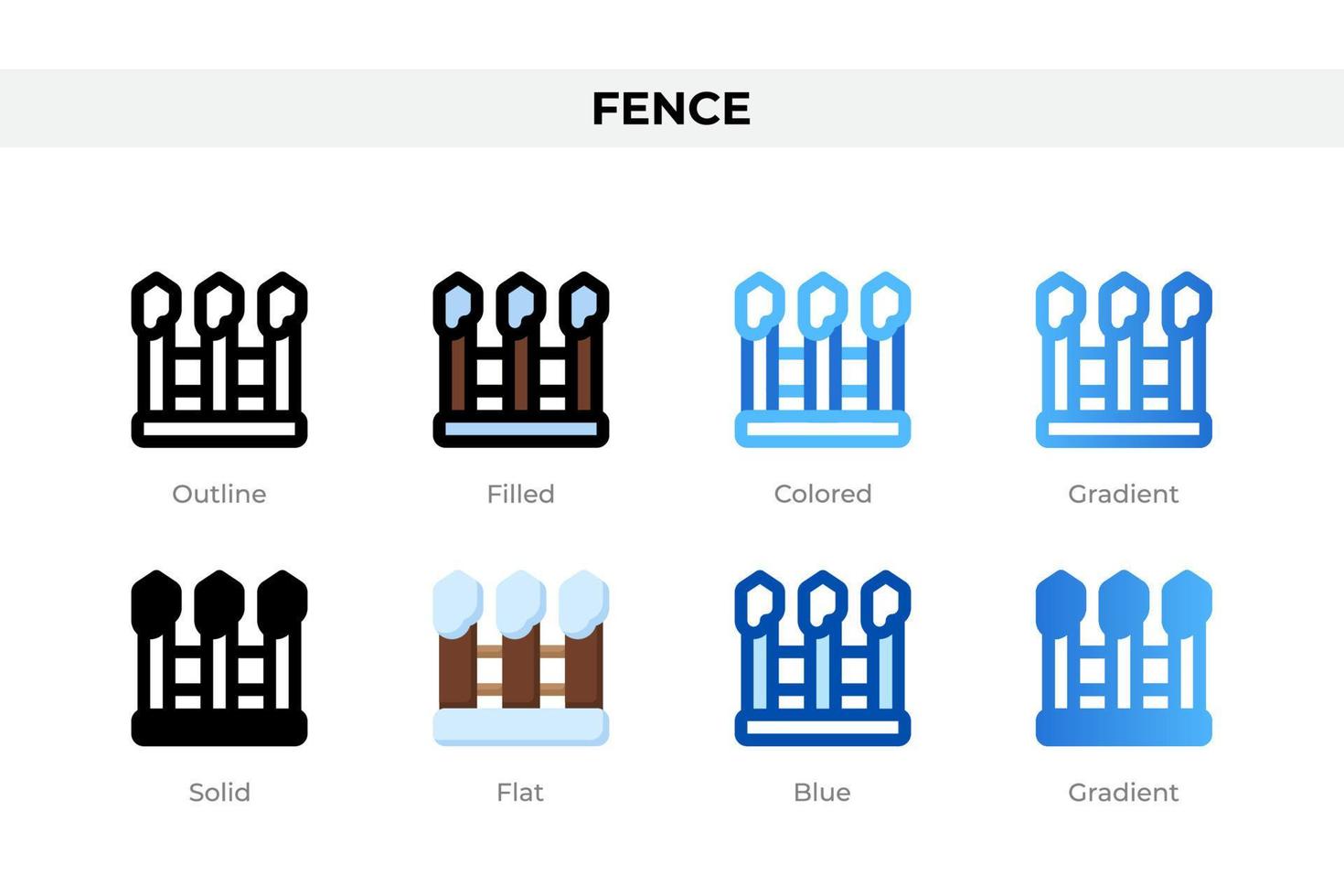 Fence icons in different style. Fence icons set. Holiday symbol. Different style icons set. Vector illustration