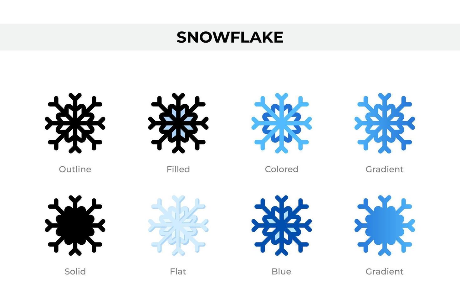 iconos de copos de nieve en un estilo diferente. conjunto de iconos de copo de nieve. símbolo de vacaciones. conjunto de iconos de estilo diferente. ilustración vectorial vector