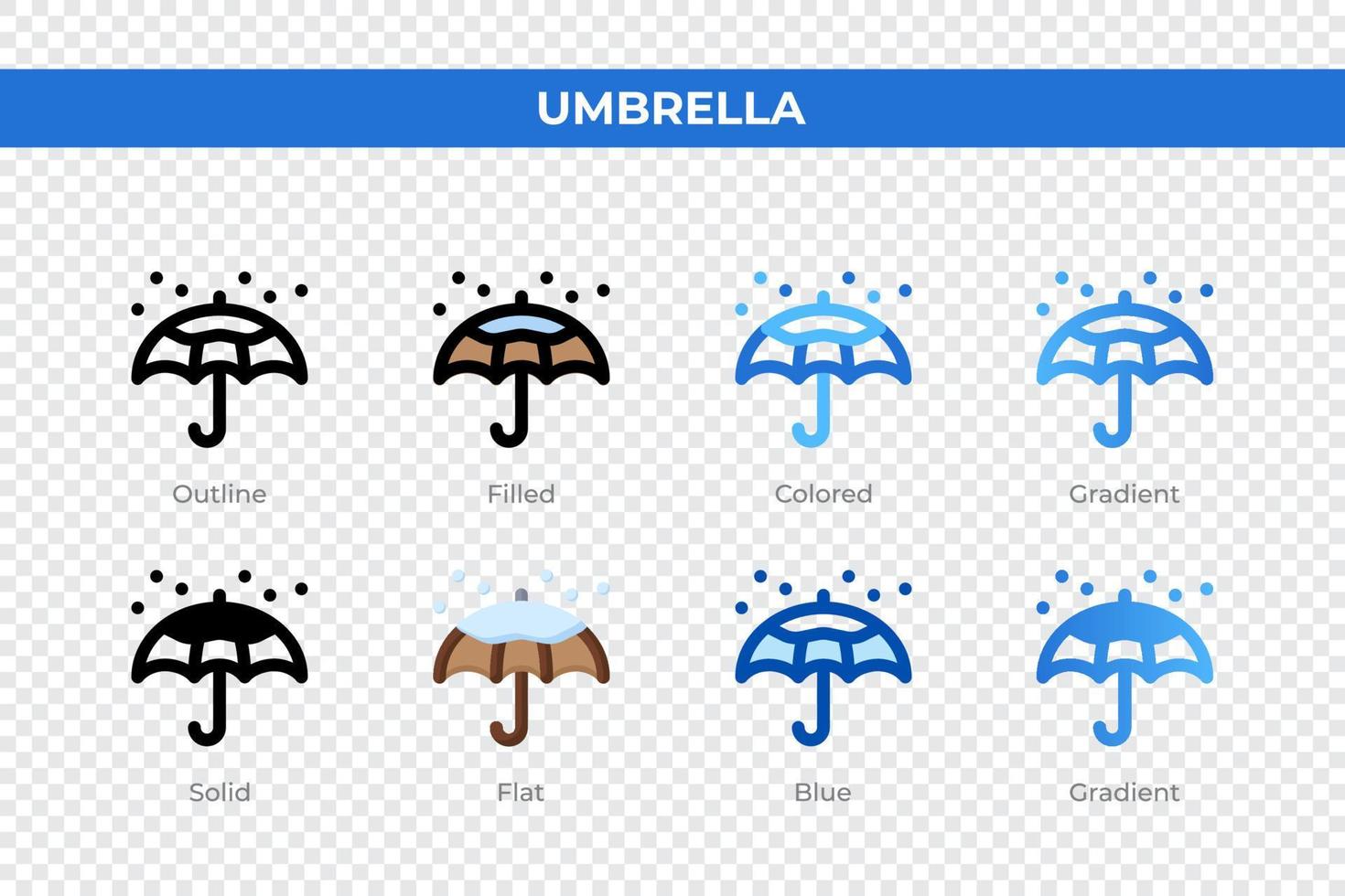 iconos de paraguas en un estilo diferente. conjunto de iconos de paraguas. símbolo de vacaciones. conjunto de iconos de estilo diferente. ilustración vectorial vector