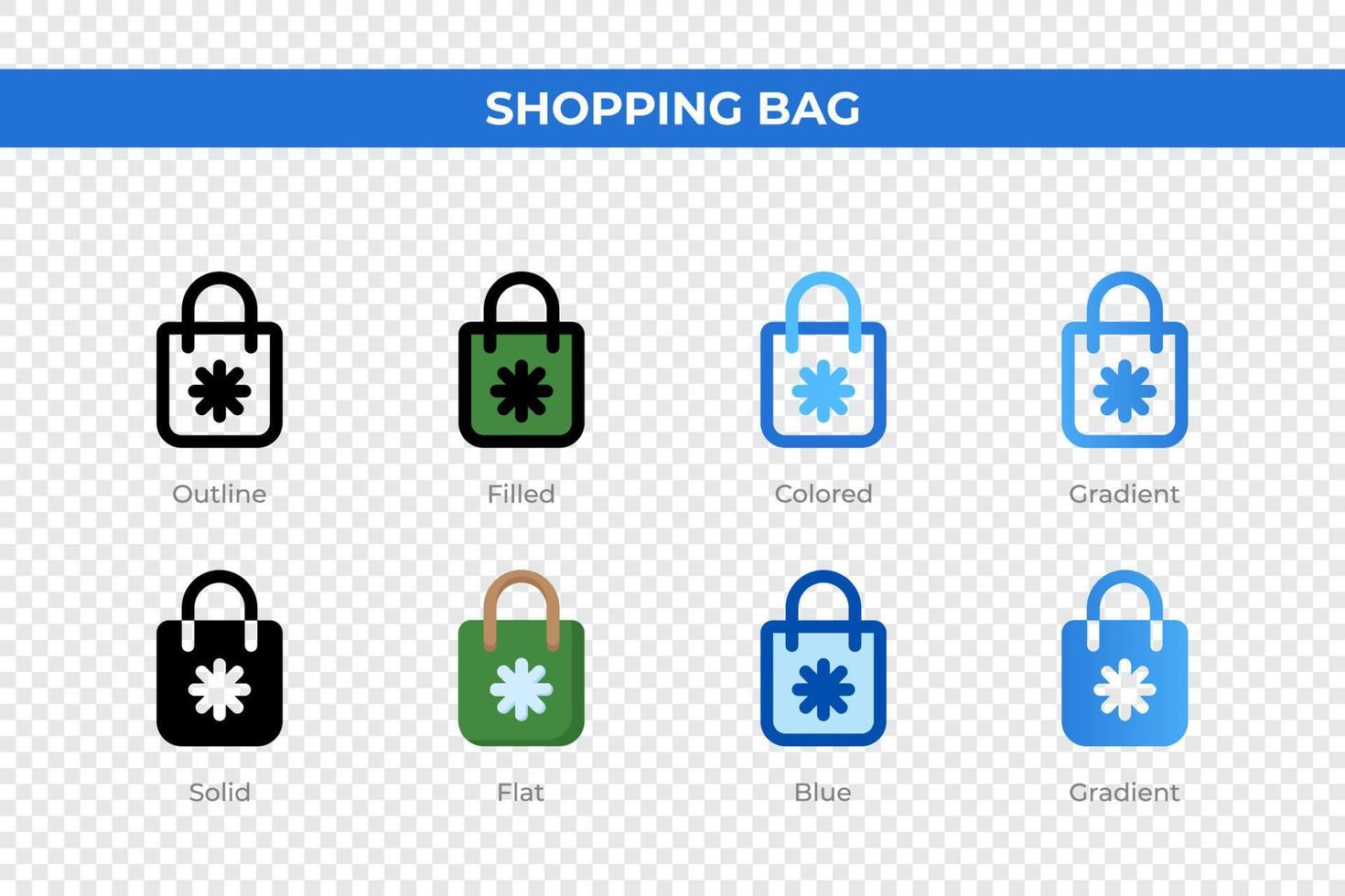 Shopping bag icons in different style. Shopping bag icons set. Holiday symbol. Different style icons set. Vector illustration