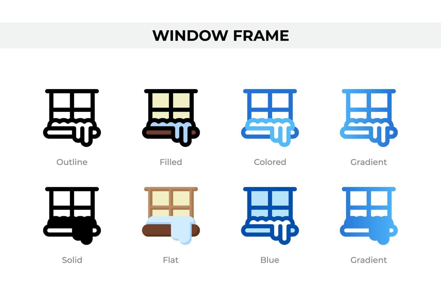 iconos de marco de ventana en un estilo diferente. conjunto de iconos de marco de ventana. símbolo de vacaciones. conjunto de iconos de estilo diferente. ilustración vectorial vector