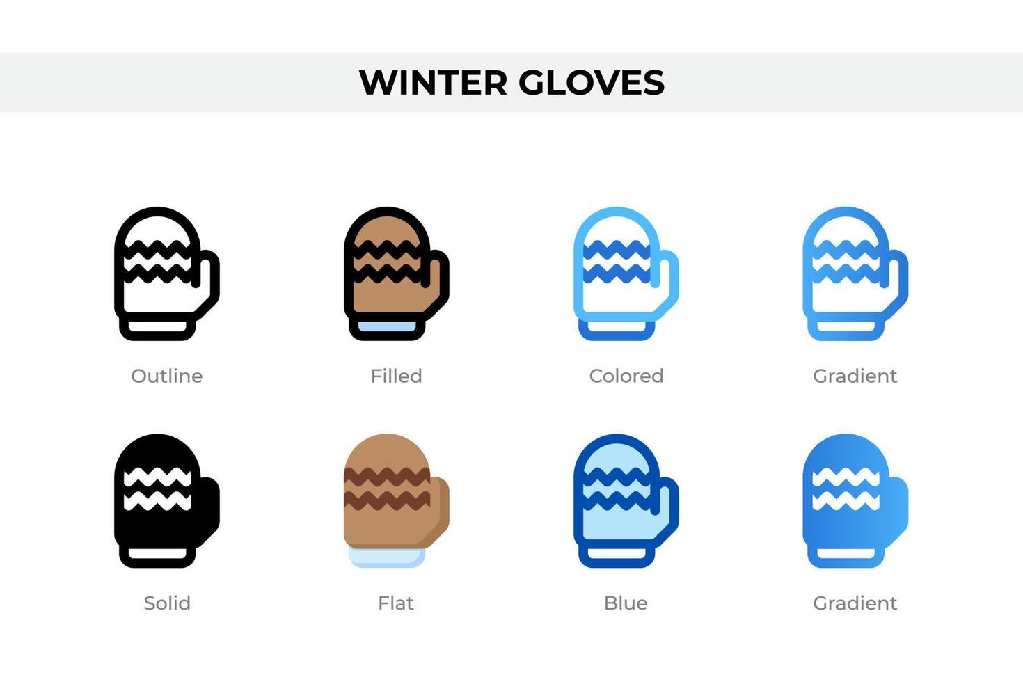 iconos de guantes de invierno en un estilo diferente. conjunto de iconos de guantes de invierno. símbolo de vacaciones. conjunto de iconos de estilo diferente. ilustración vectorial vector