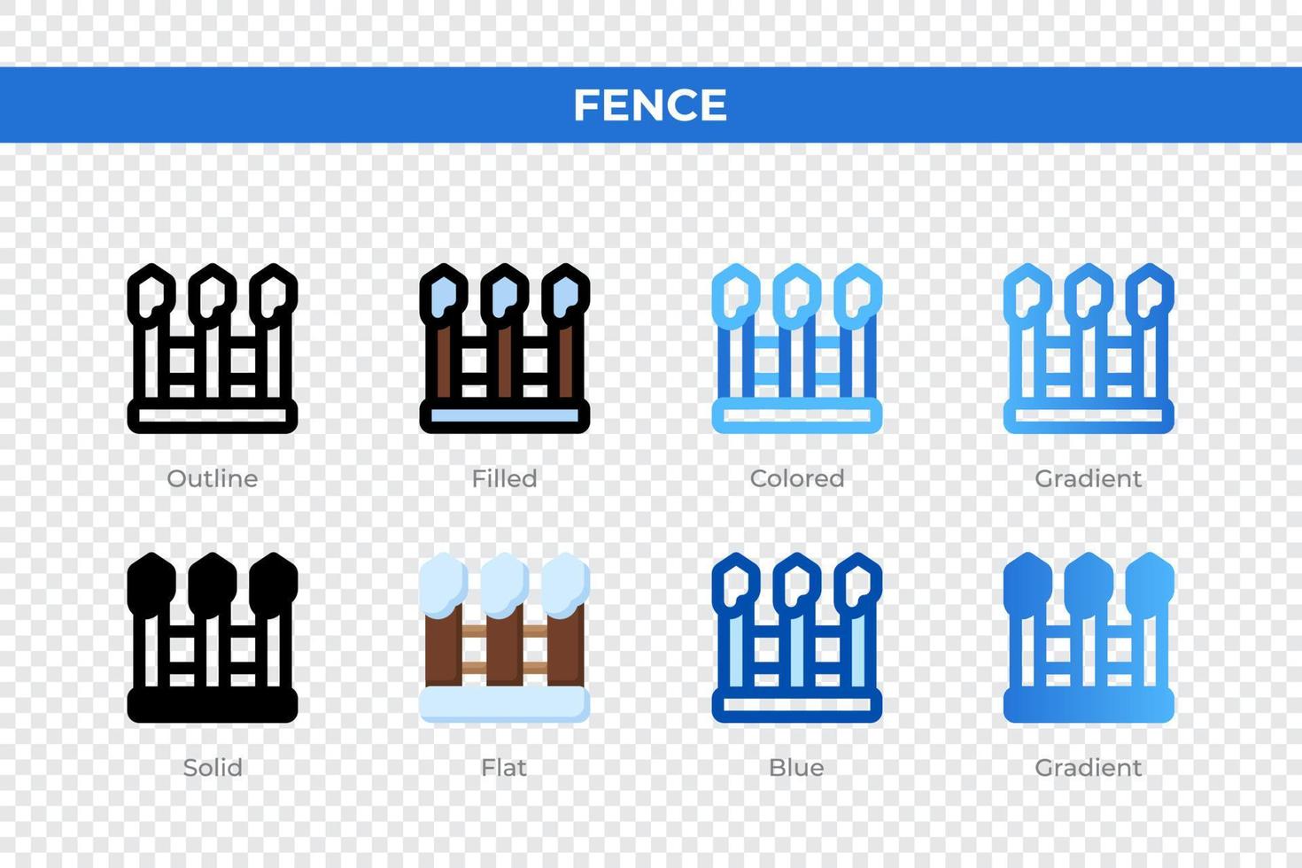 Fence icons in different style. Fence icons set. Holiday symbol. Different style icons set. Vector illustration