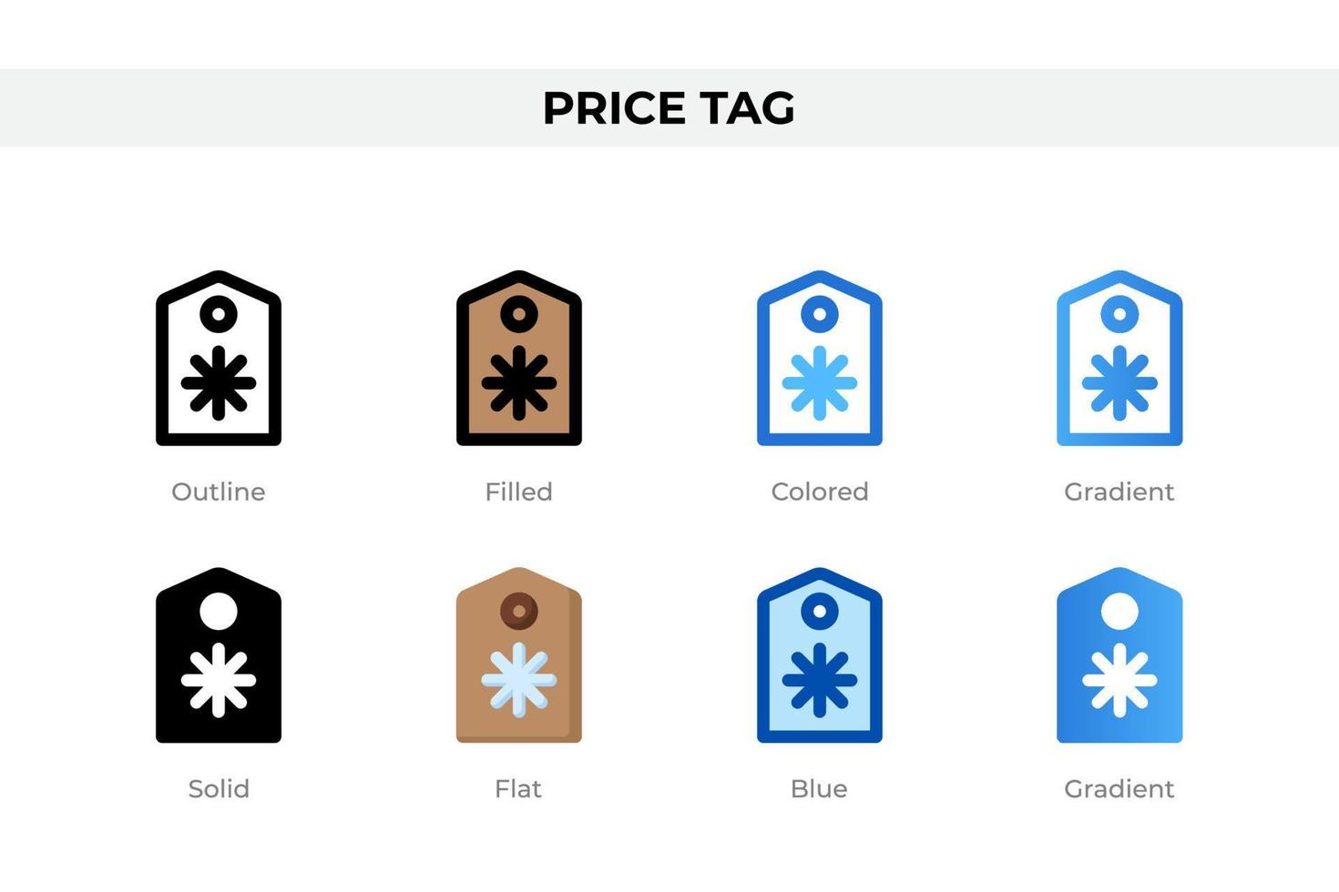 Price tag icons in different style. Price tag icons set. Holiday symbol. Different style icons set. Vector illustration