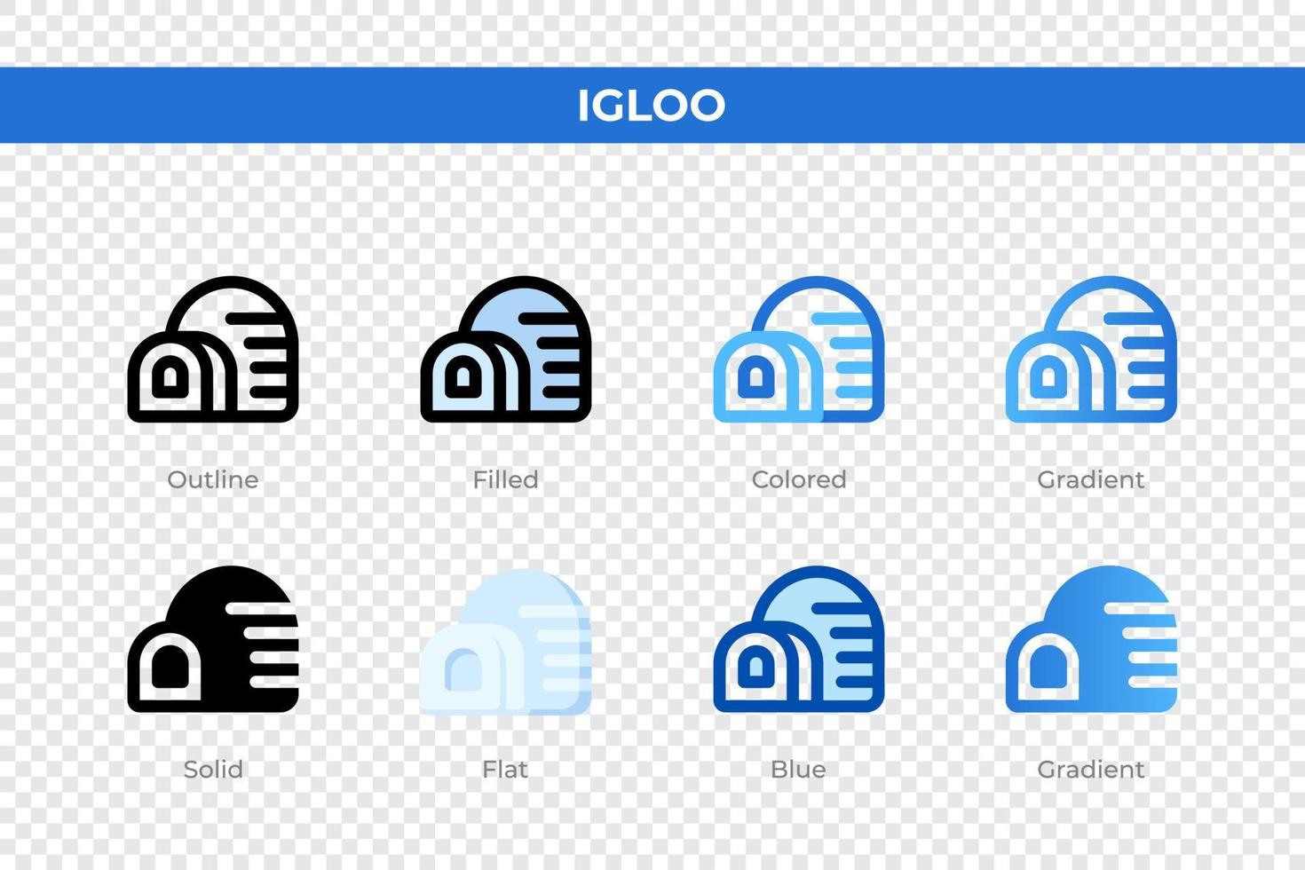 Igloo icons in different style. Igloo icons set. Holiday symbol. Different style icons set. Vector illustration