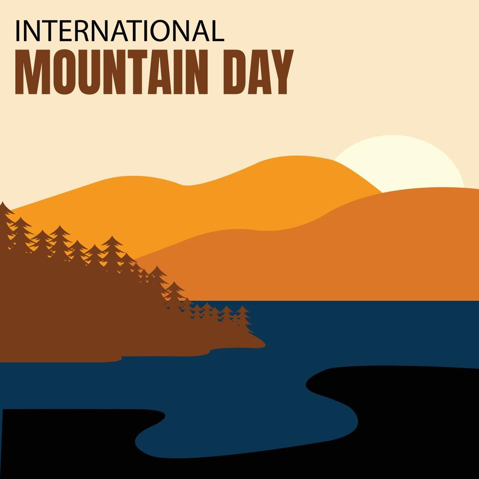 illustration vector graphic of mountain view by the lake, perfect for