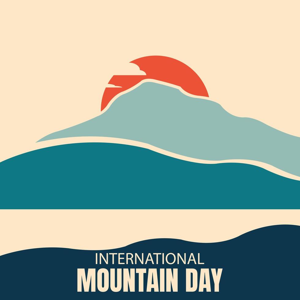 illustration vector graphic of sunset behind the mountain, perfect for international day, international mountain day, celebrate, greeting card, etc.