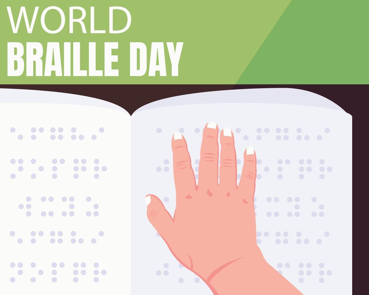 illustration vector graphic of palm on braille book, perfect for international day, world braille day, celebrate, greeting card, etc.