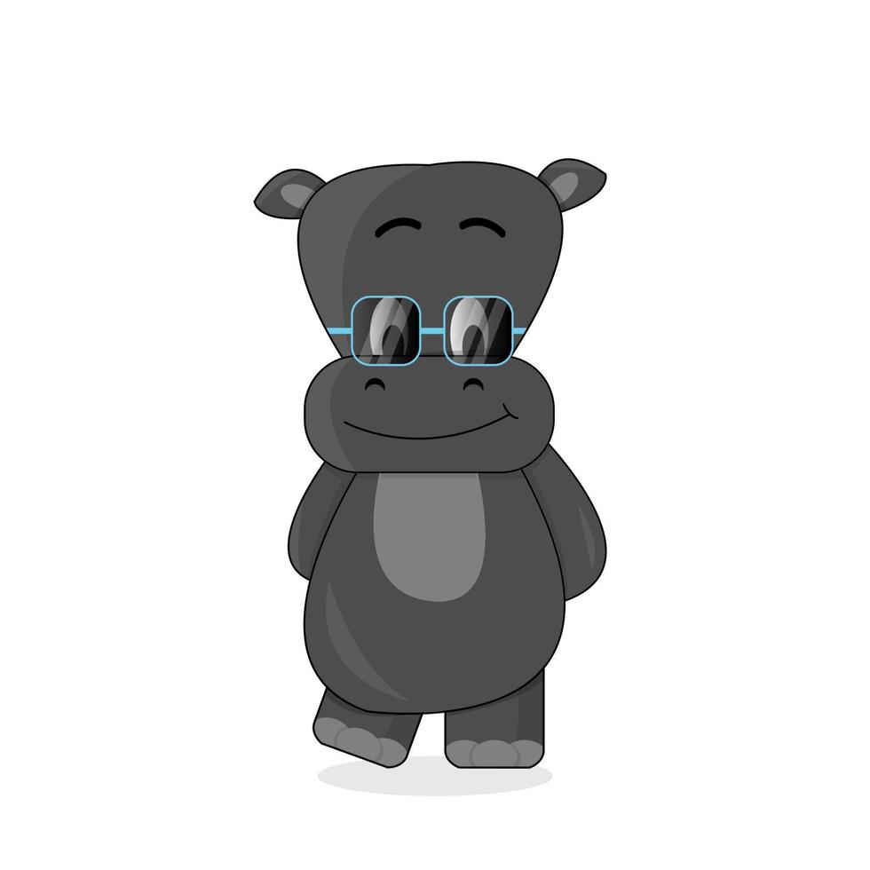 Cute Hippopotamus wearing cartoon glasses Vector Icon Illustration. Animal Nature Icon Concept Isolated Premium Vector. Flat Cartoon Style Free Vector