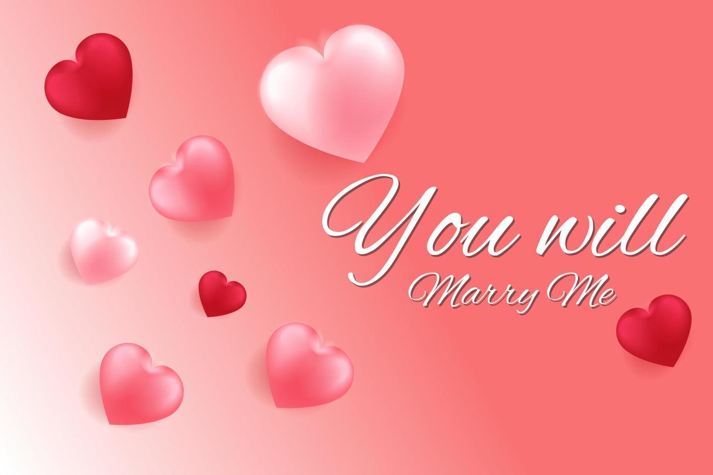 romance banner you will marry me free vector illustration 3d love concept