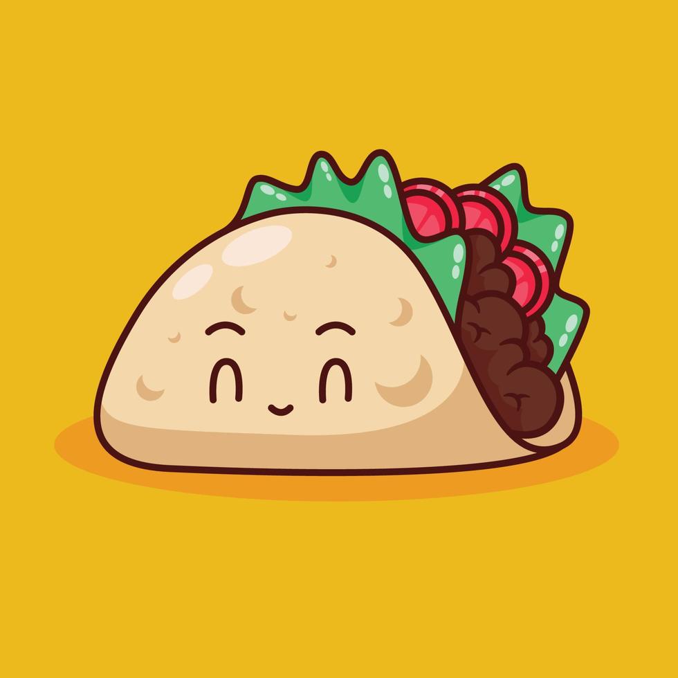 cute taco illustration in flat design vector