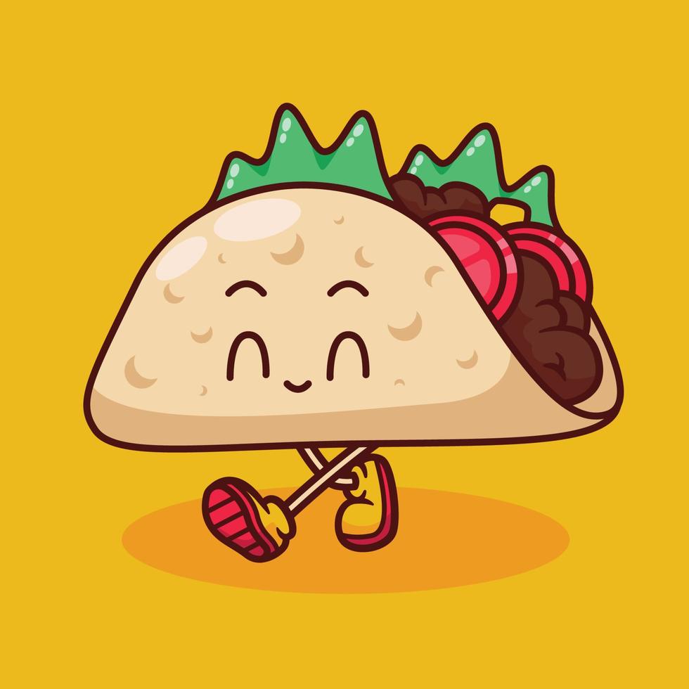 cute taco illustration in flat design vector