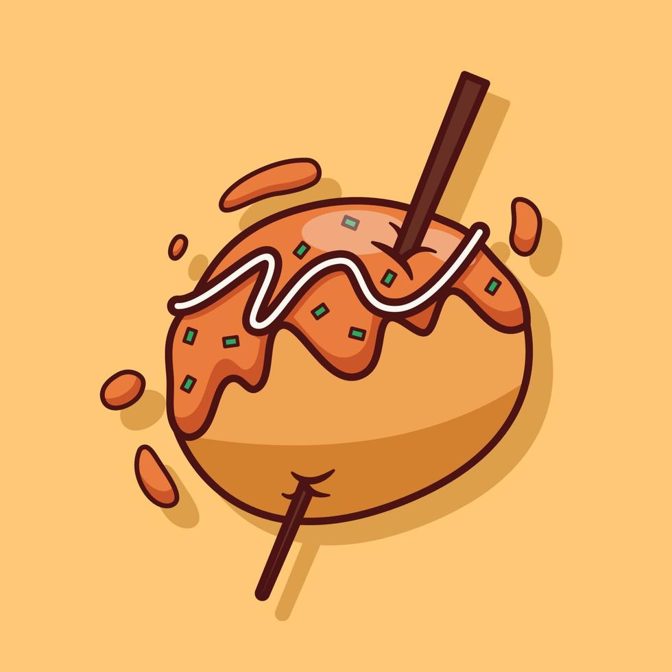 cute takoyaki illustration in flat design vector