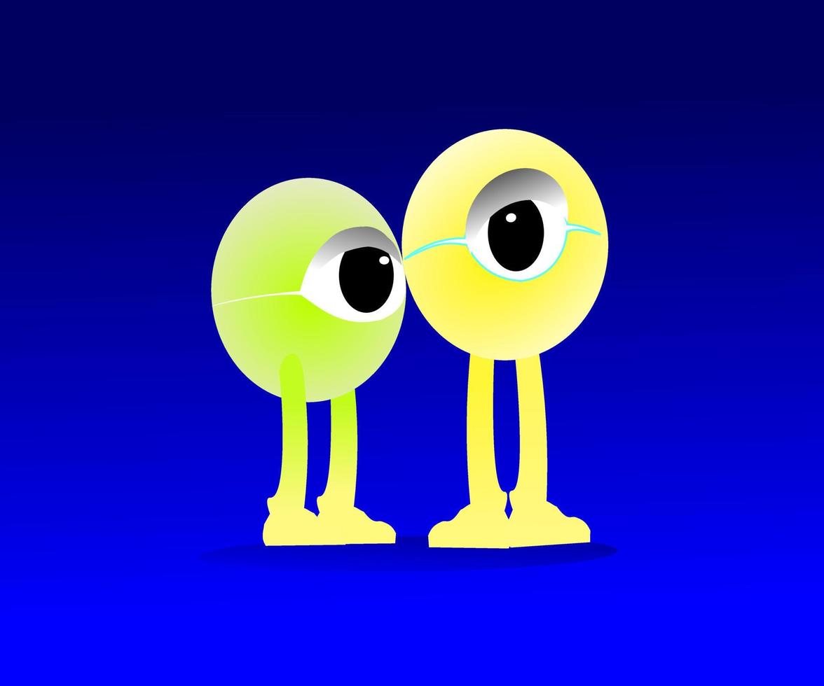 cute picture of two eyeballs with feet,vector vector