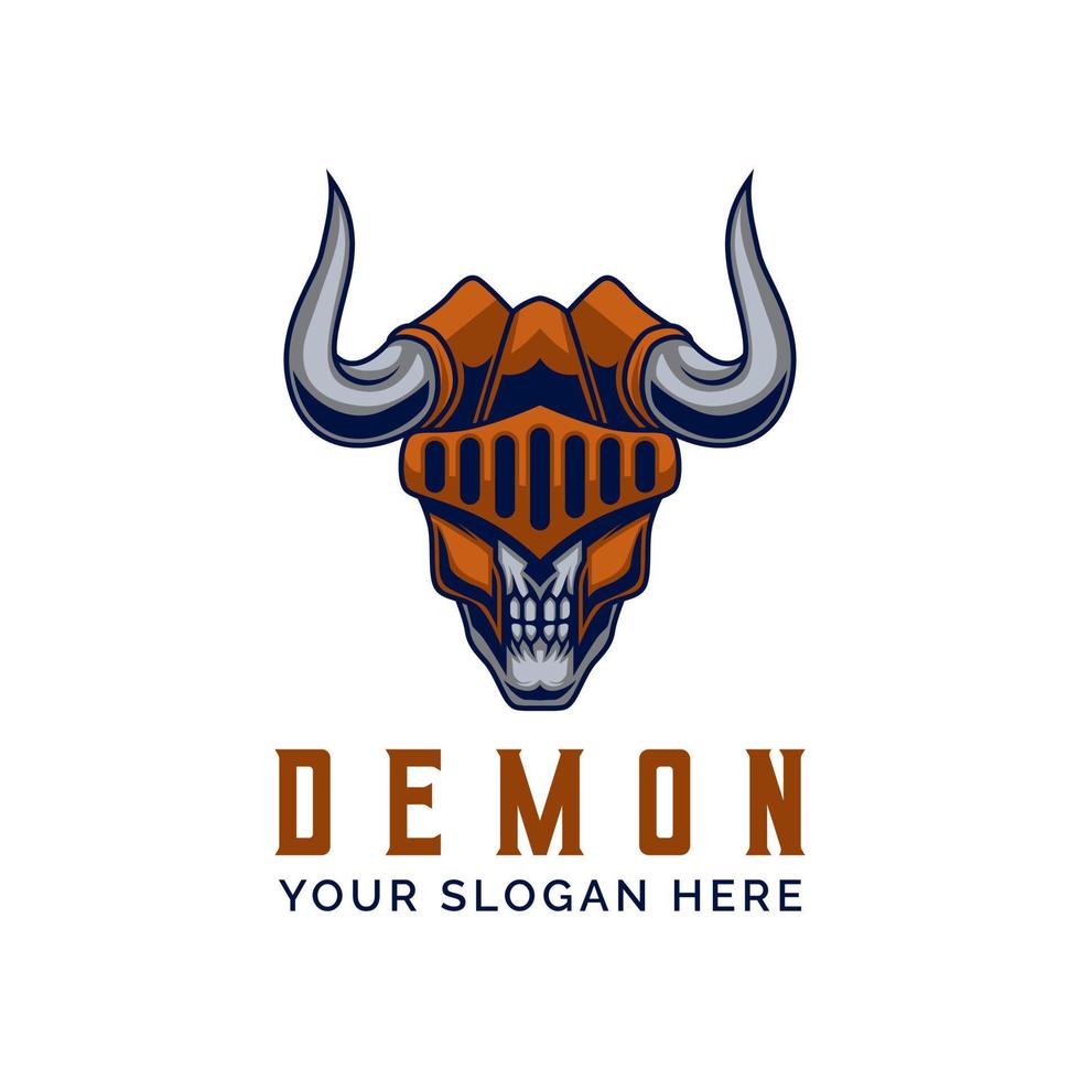 Demon Skull Viking Mascot Logo Design Vector Template Illustration