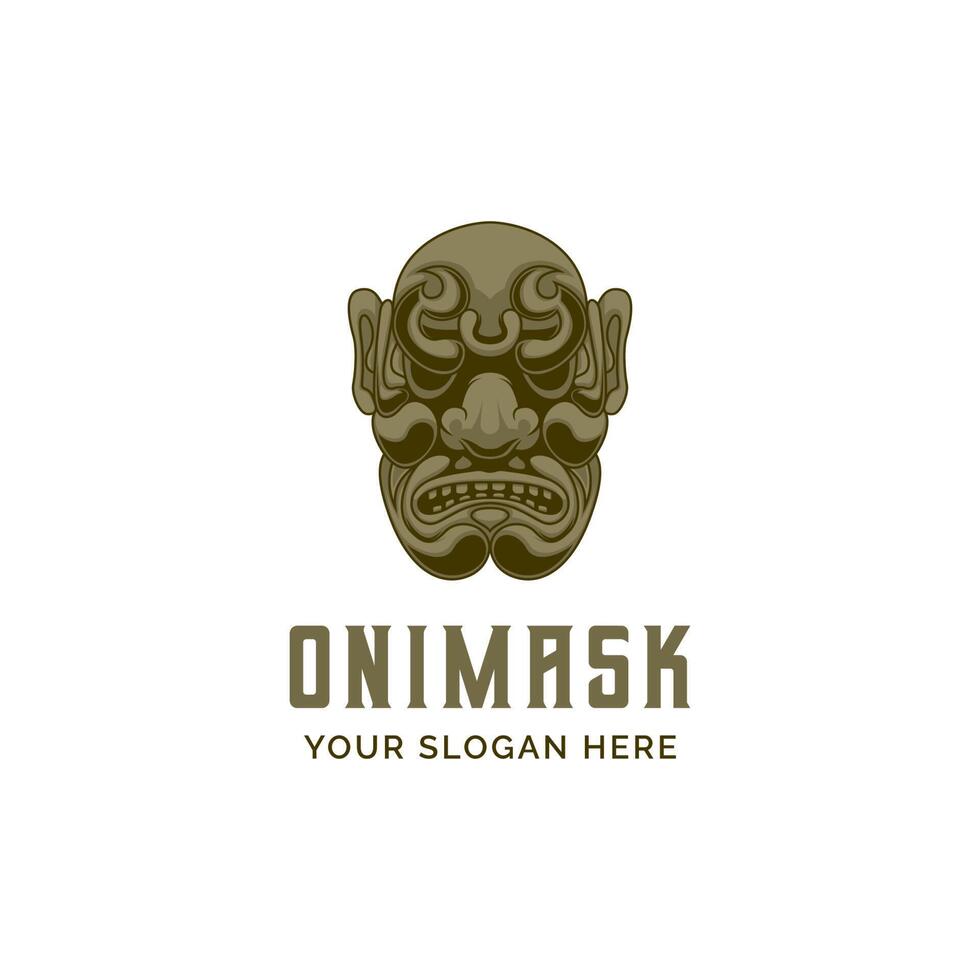 Hanya Mask Face Samurai Warrior Logo Vintage vector illustration