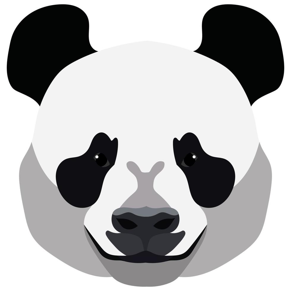 Cute panda bear face isolated on white background. vector