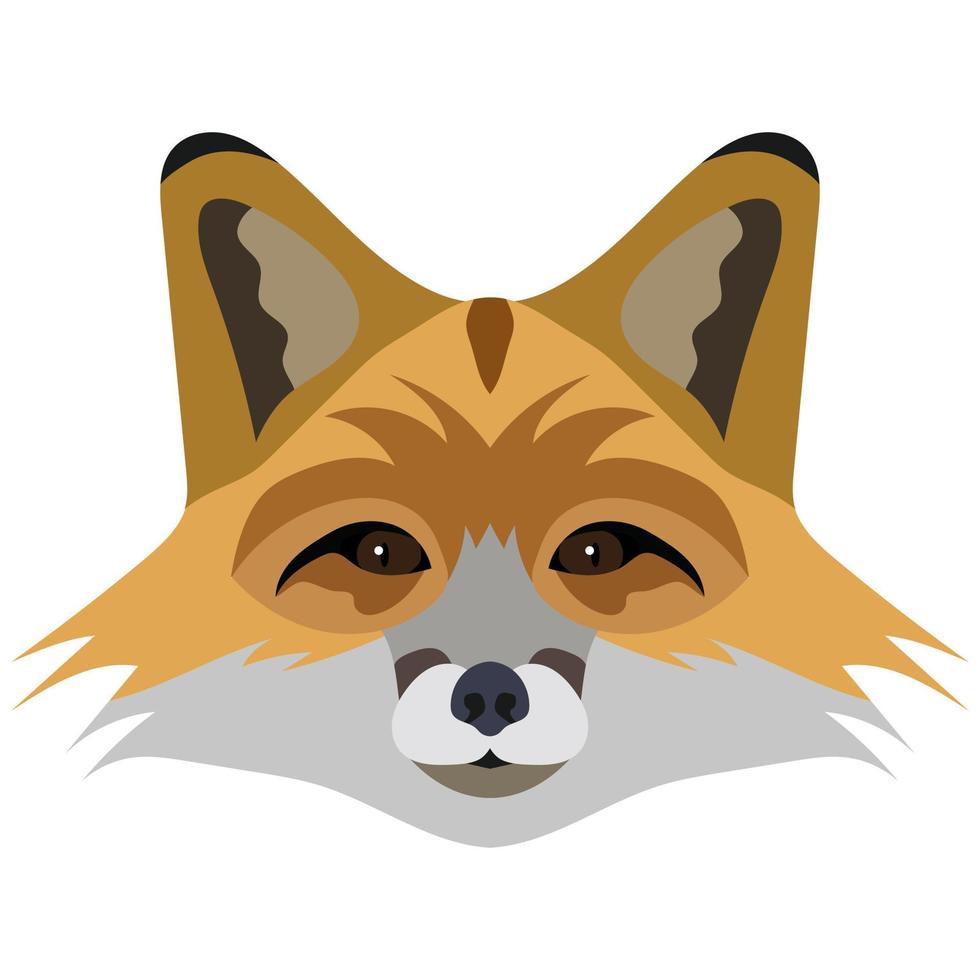 Isolated vector illustration. Stylized funny head of a red fox. Flat cartoon style.