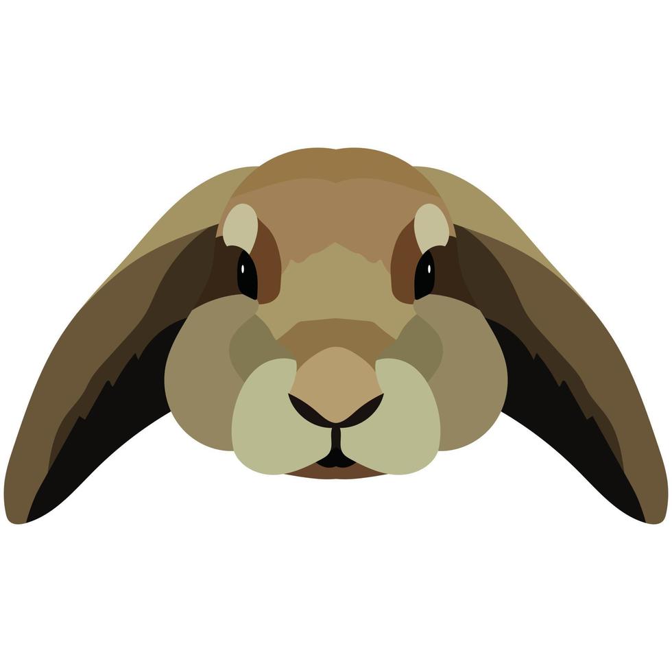 ilustración vectorial de la cara de un lindo conejito de dibujos animados. lindo icono gráfico vectorial de conejito. cabeza de animal de conejo, ilustración de cara. aislado sobre fondo blanco vector