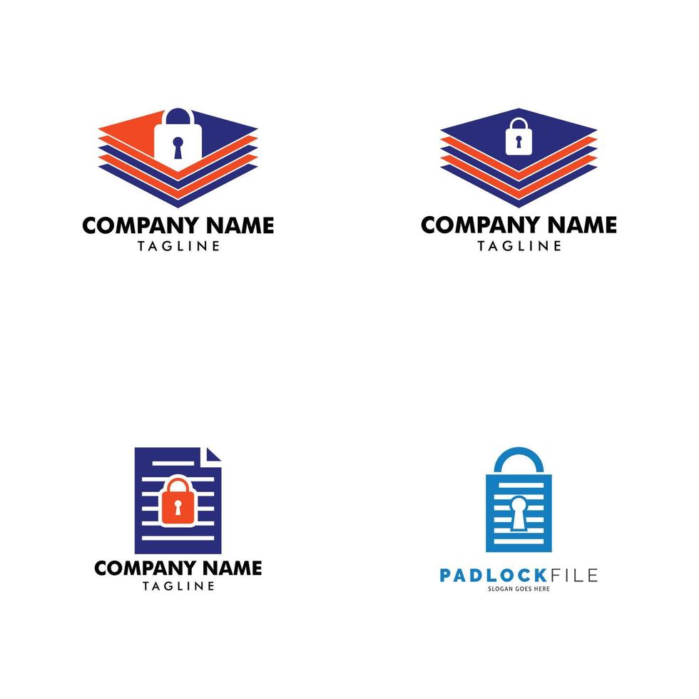 Set of Padlock File Document Icon Vector Logo Template Illustration Design