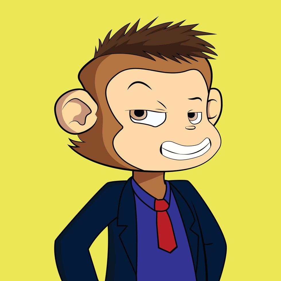 NFT monkey art flat vector illustration. cute monkey vector artwork