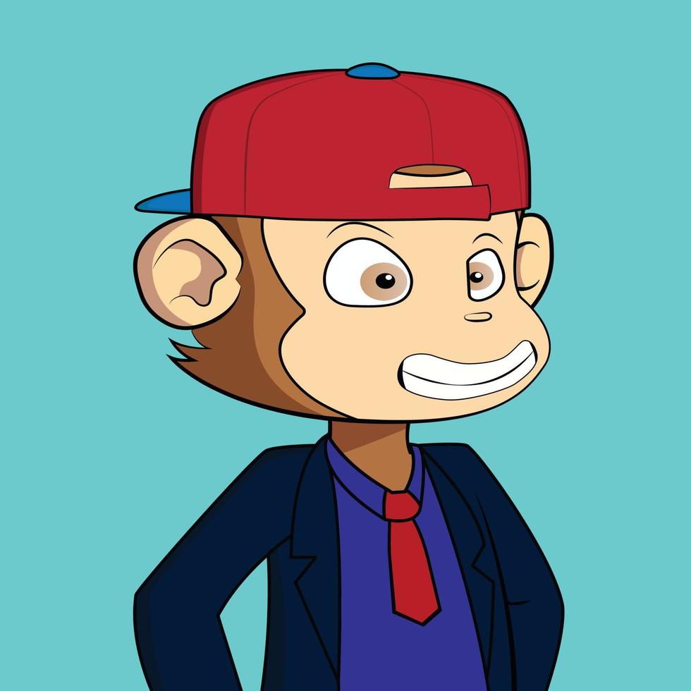 NFT monkey art flat vector illustration. cute monkey vector artwork