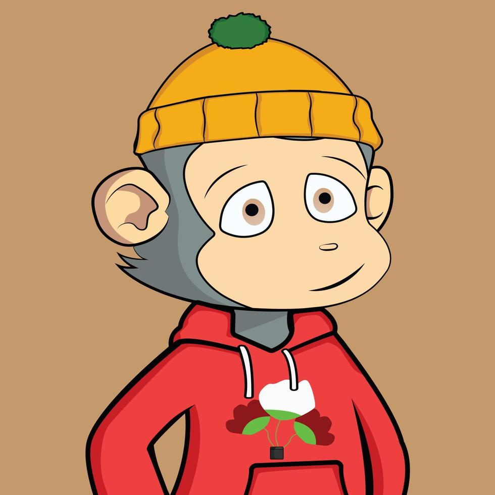 NFT monkey art flat vector illustration. cute monkey vector artwork