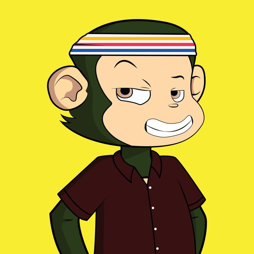 NFT monkey art flat vector illustration. cute monkey vector artwork