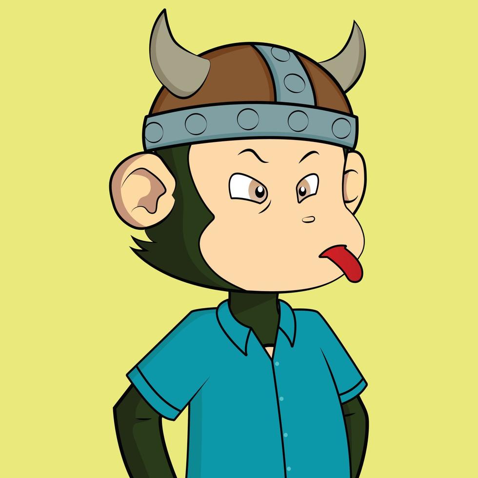 NFT monkey art flat vector illustration. cute monkey vector artwork