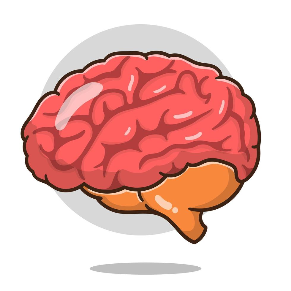 illustration of cartoon brain organ good for education, banner, healthy icon. vector