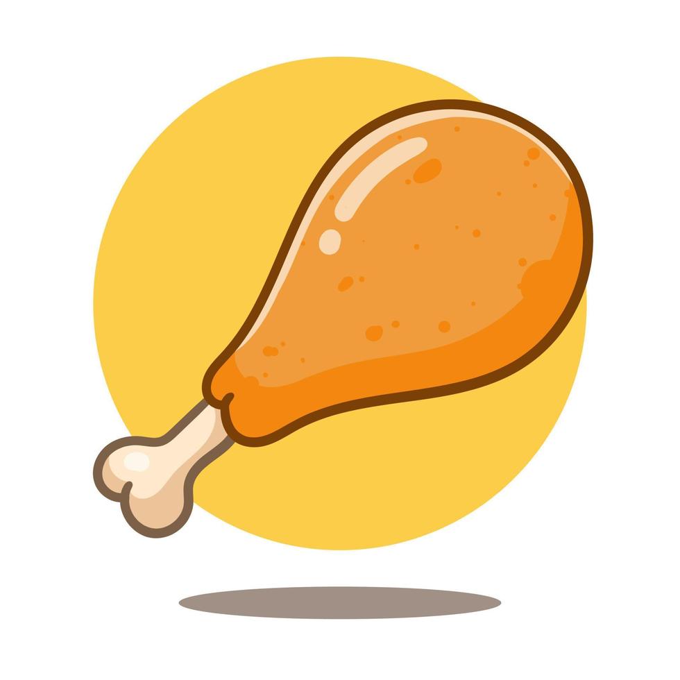 Art Illustration of cute cartoon fried chicken leg, flat cartoon style vector