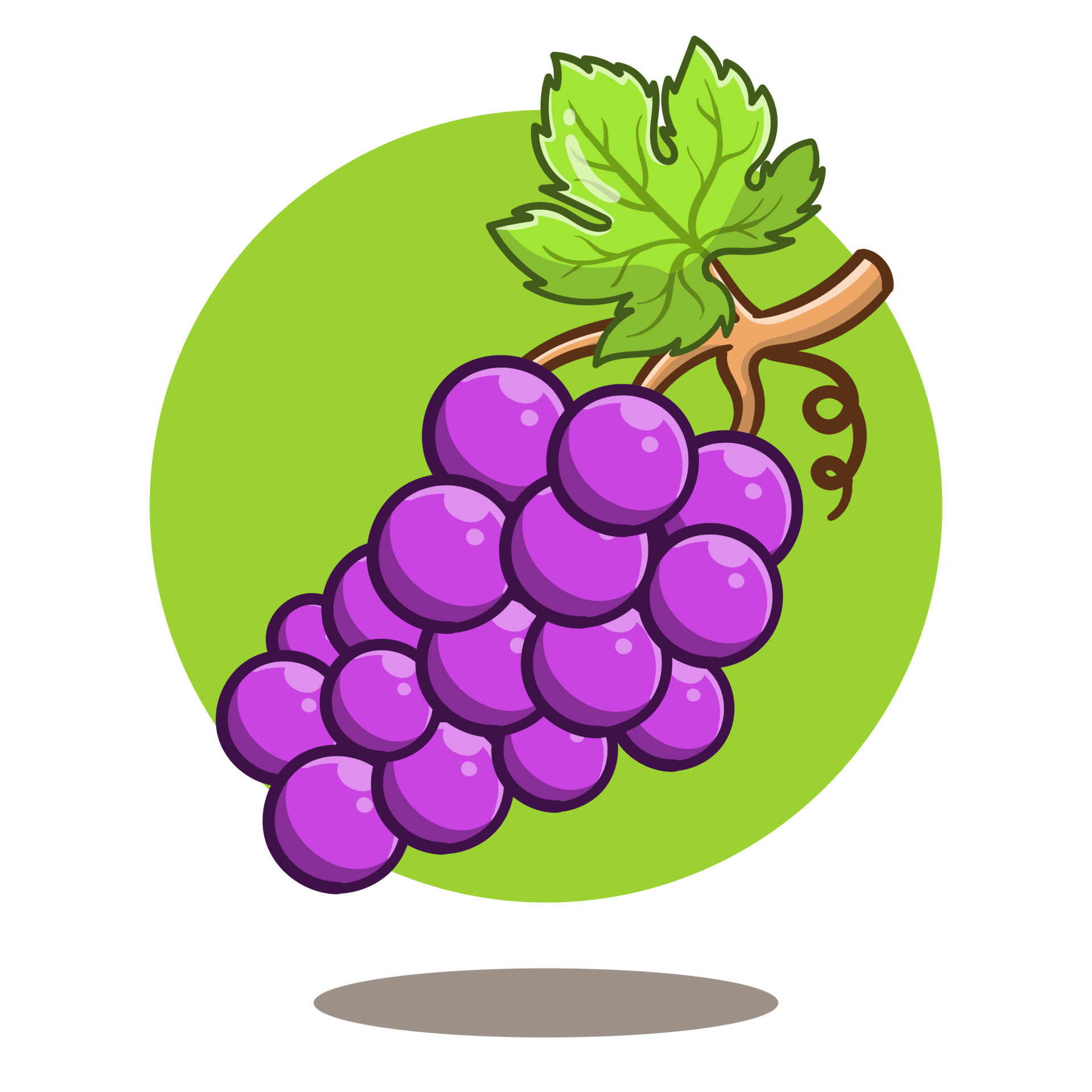 art illustration of cute cartoon grape, flat cartoon style icon. 15867081  Vector Art at Vecteezy