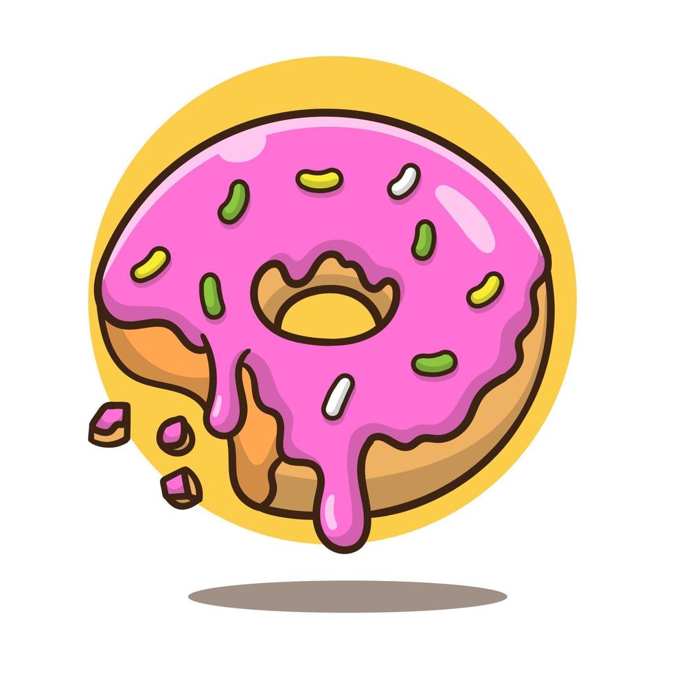 ilustración de icono de dibujos animados de donut flotante de vector libre, icono de objeto de comida.