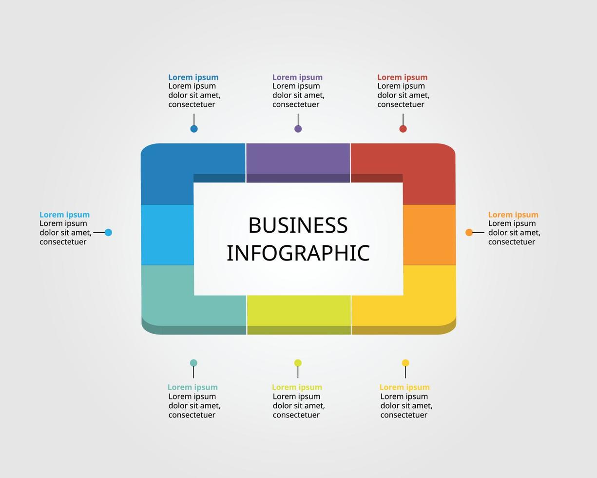 square chart template for infographic for presentation for 8 element vector