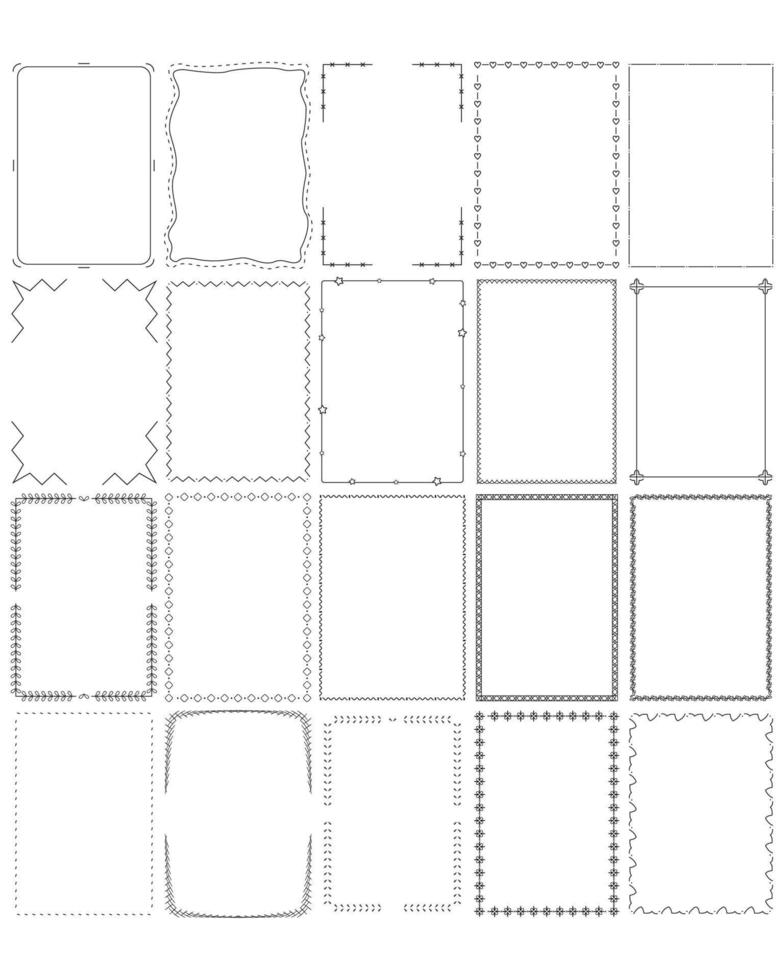 a4 sheet border line design element set for worksheet vector